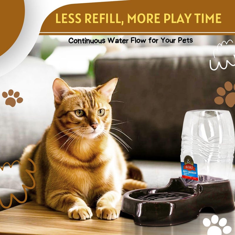 Flexzion Automatic Gravity Pet Waterer for Cat & Dog - Non-Skid & Easy-Clean Auto Replenish Water Dispenser Drinking Bowl (3/8 Gallon / 1.5L), Black - Image 2